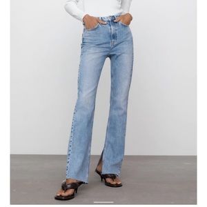 Zara Slim Flare Slitted High Rise Jeans
